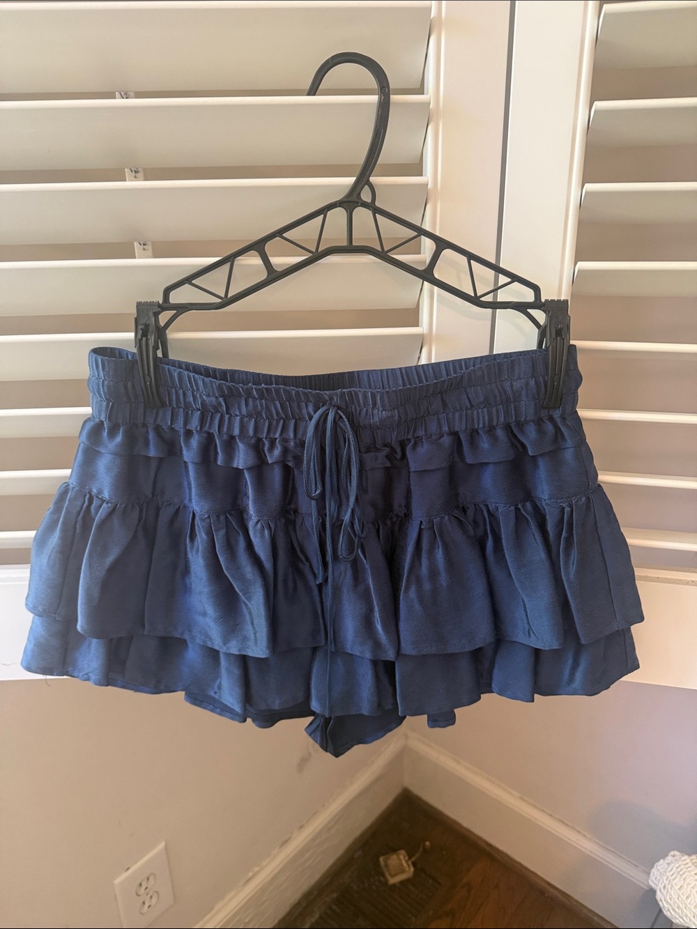 Tiered Ruffle Skort in Navy with Drawstring Waist